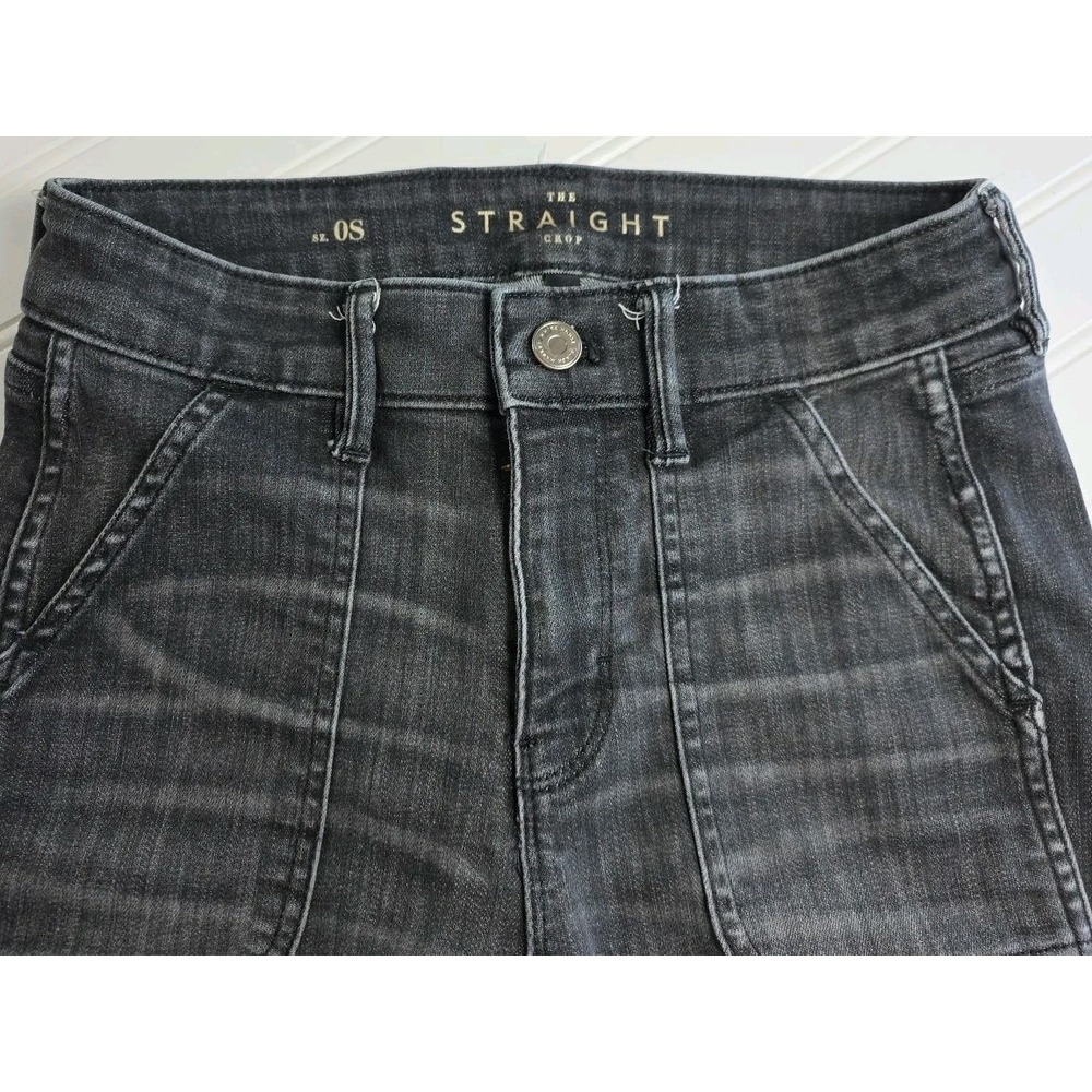 White House Black Market The Straight Crop Jeans Womens Size 0S Black HIGH RISE